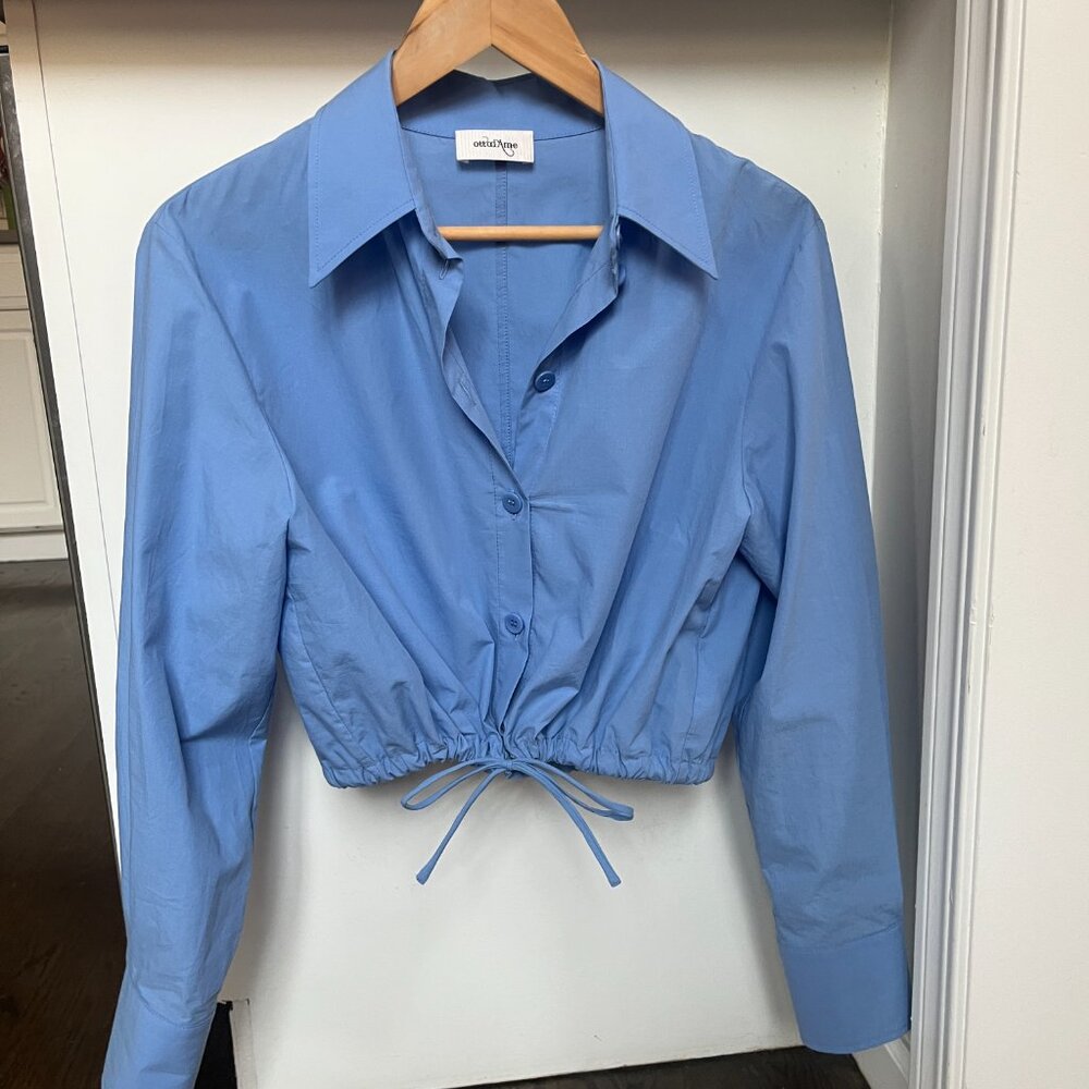 Ottod'Ame Cotton Poplin Drawstring Hem blouse